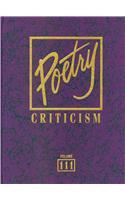 Poetry Criticism, Volume 111