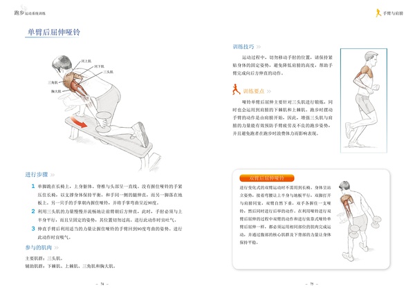 跑步运动系统训练：单臂后曲伸哑铃1